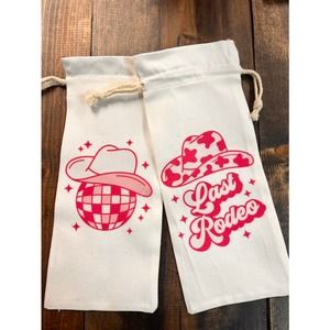 Set of three Disco Cowgirl Bridal Party Wine Bags